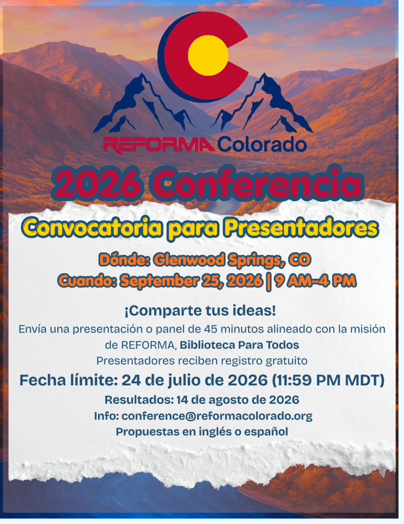 poster with the REFORMA Colorado logo and call for proposals in Spanish